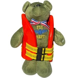 Vanguard Fly Navy USS‎ Midway CV-41 Life Vest Plush Bear Unisex Green Olive
